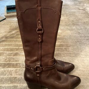 Women’s knee high brown leather boots